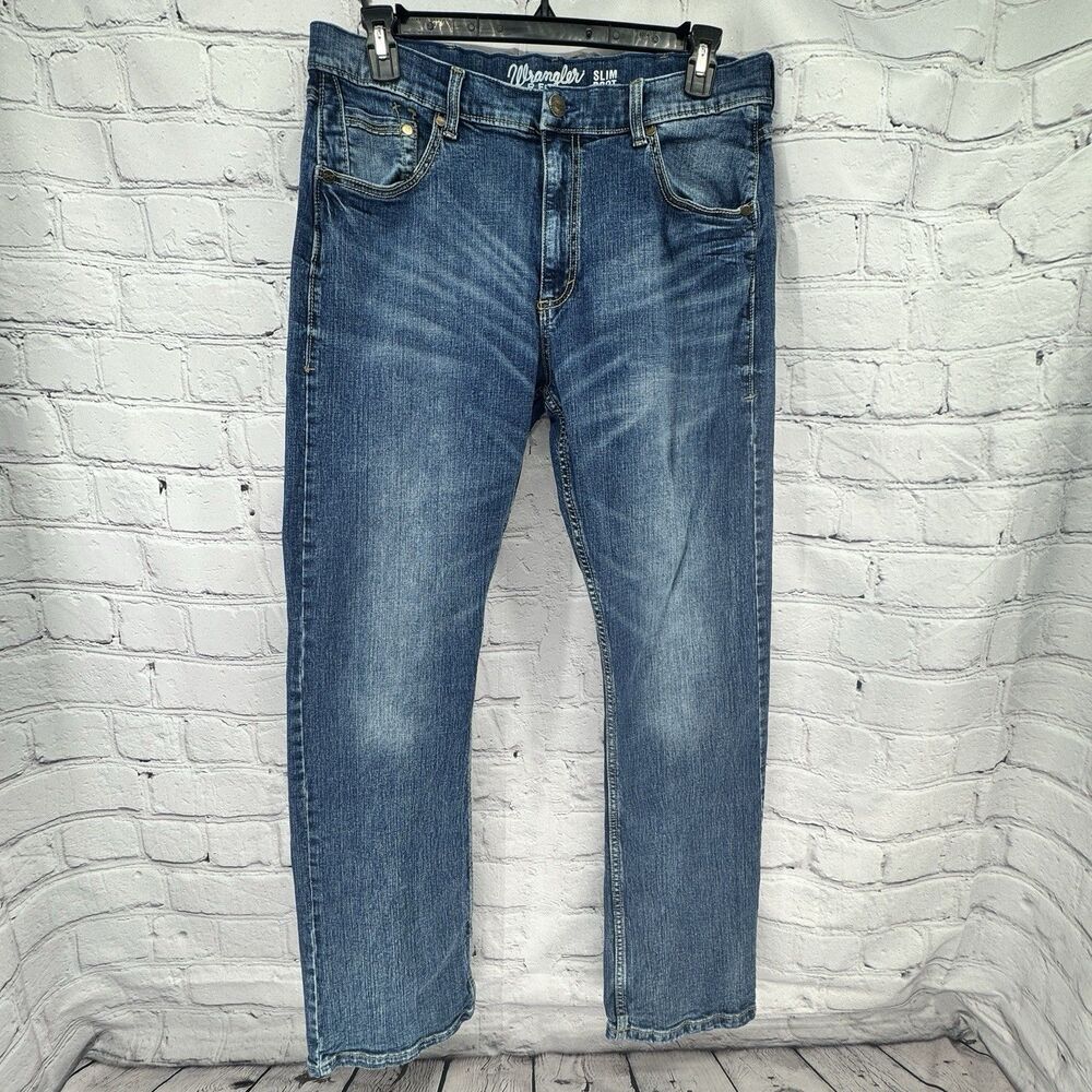 Wrangler Retro Slim Boot Cut Jeans Mens 36x33 Blue Denim Western Work